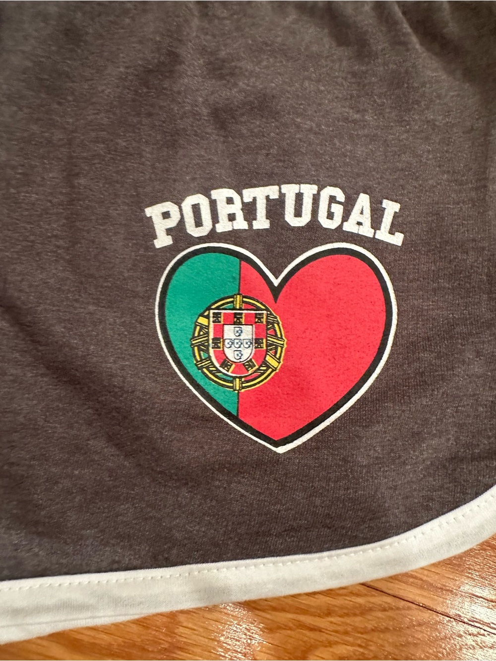 Portugal Heart Charcoal Gray Women's Athletic Shorts Size M
